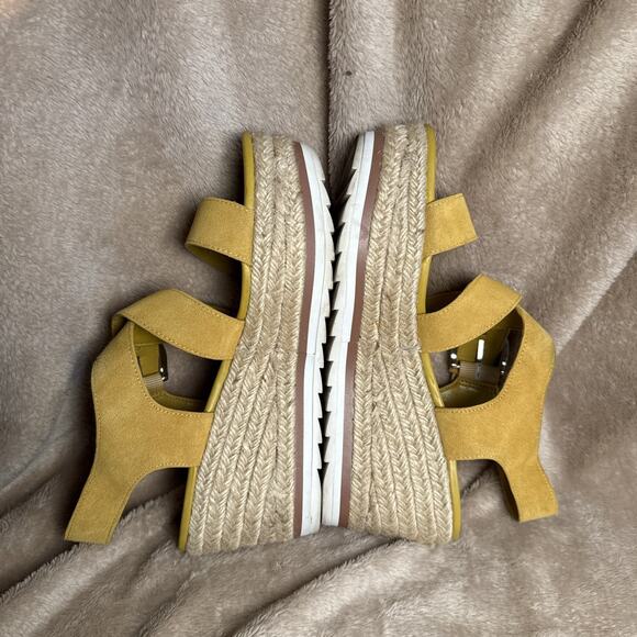 Marc‎ Fisher Zain Espadrilles Platform Sandals Mustard Suede Leather Women’s 8M - Picture 5 of 8